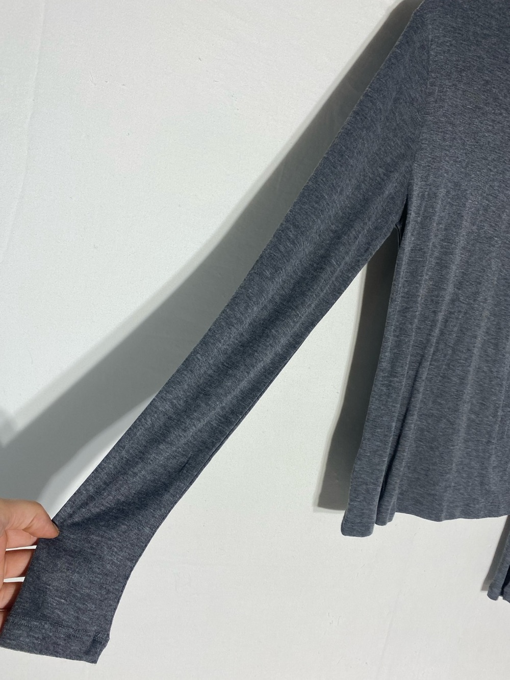 H&M Grey Lyocell Wool Blend Mock Neck Long Sleeve Top L Normcore Contemporary - Picture 11 of 14